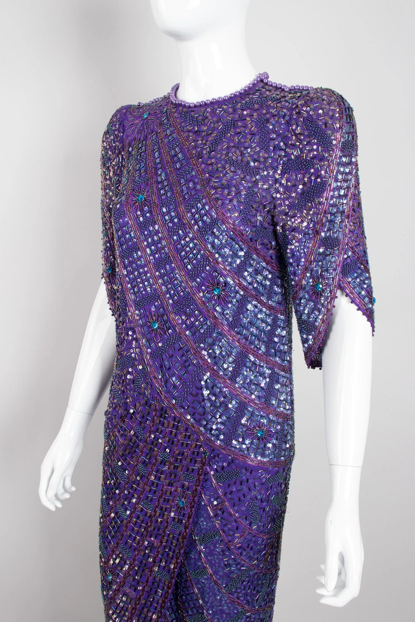 Beaded Draped Petal Dress