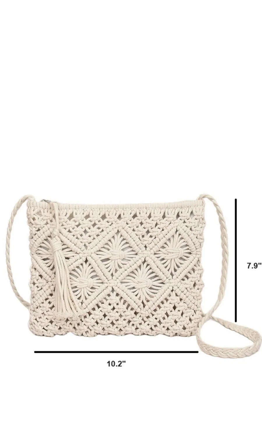 Becks Black Woven Bohemian Crochet Tassel Crossbody Bag