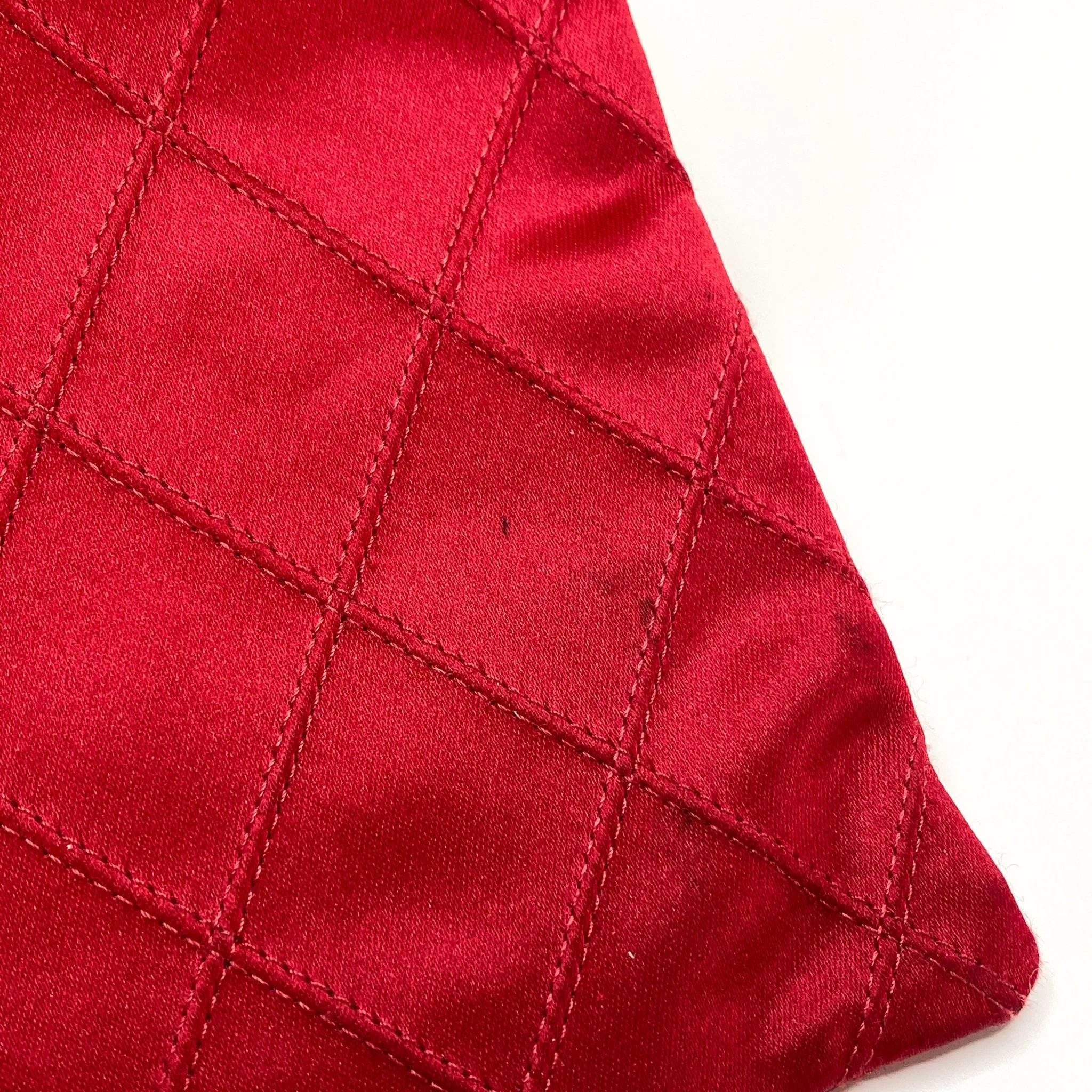 Bicolore Satin Hand Bag Coco Mark Red Gold Metal Fittings