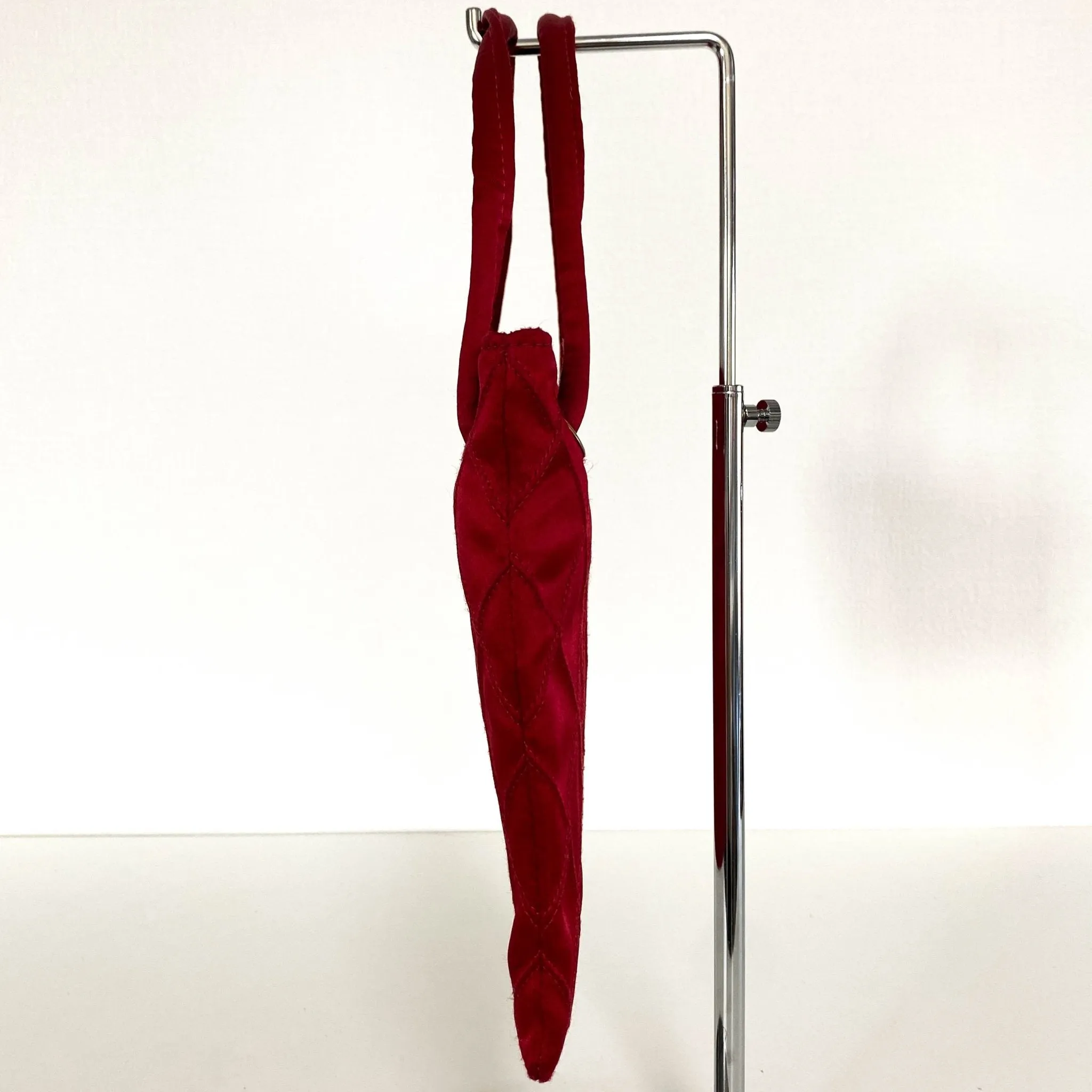 Bicolore Satin Hand Bag Coco Mark Red Gold Metal Fittings