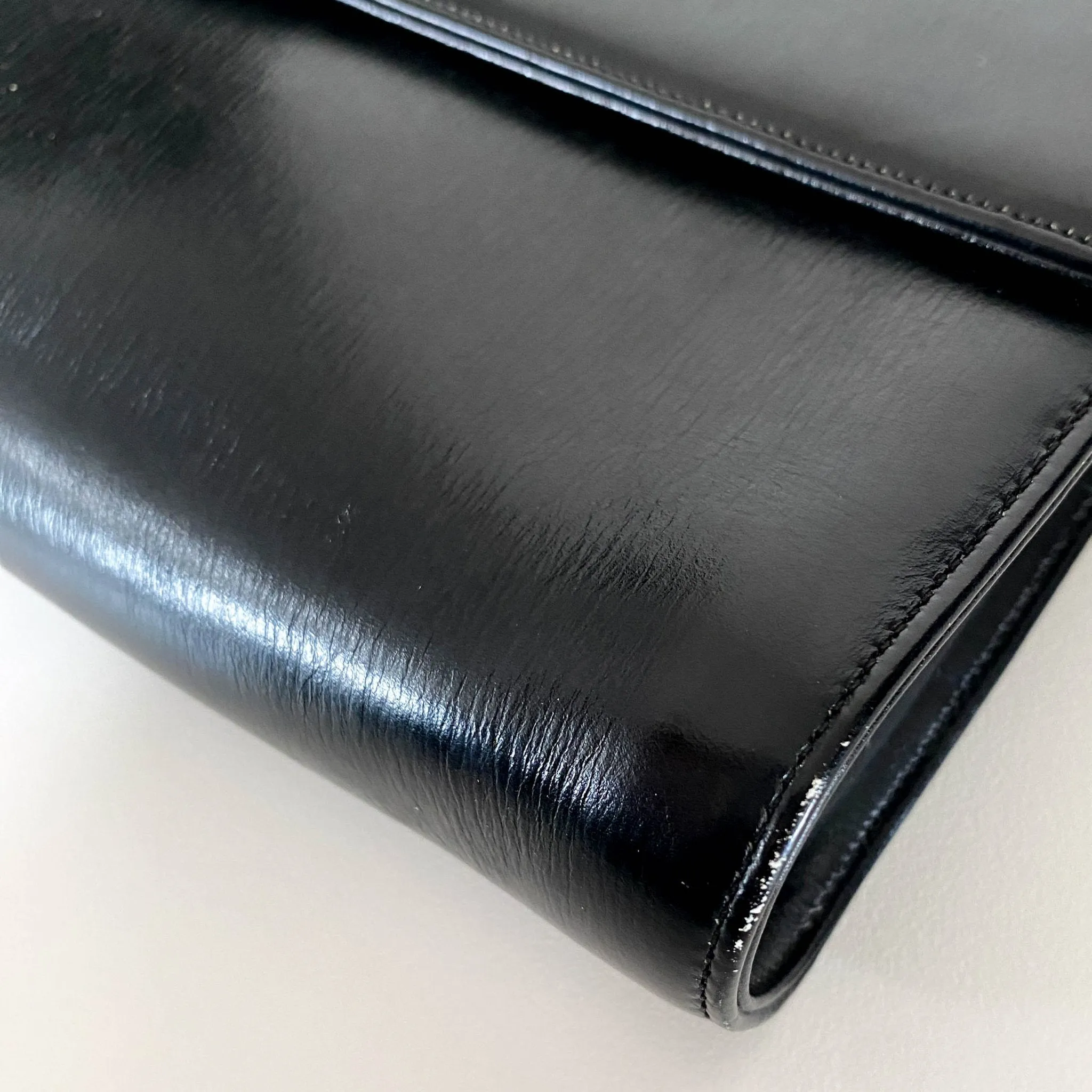 Black Leather Vintage Hand Bag