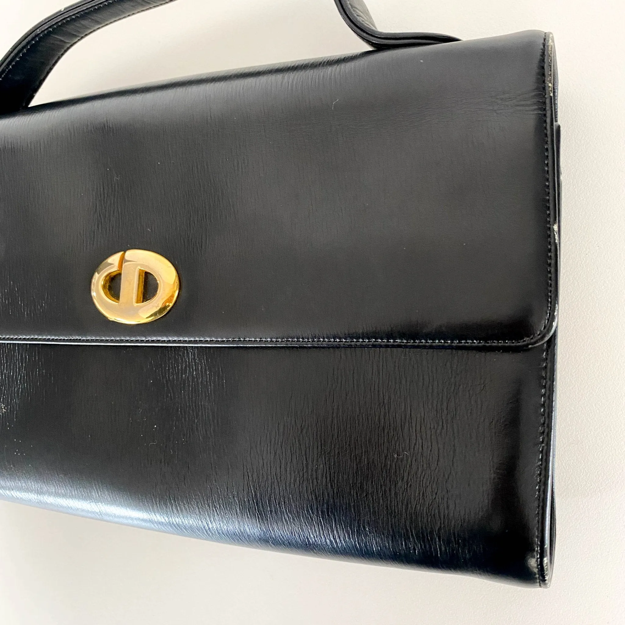 Black Leather Vintage Hand Bag