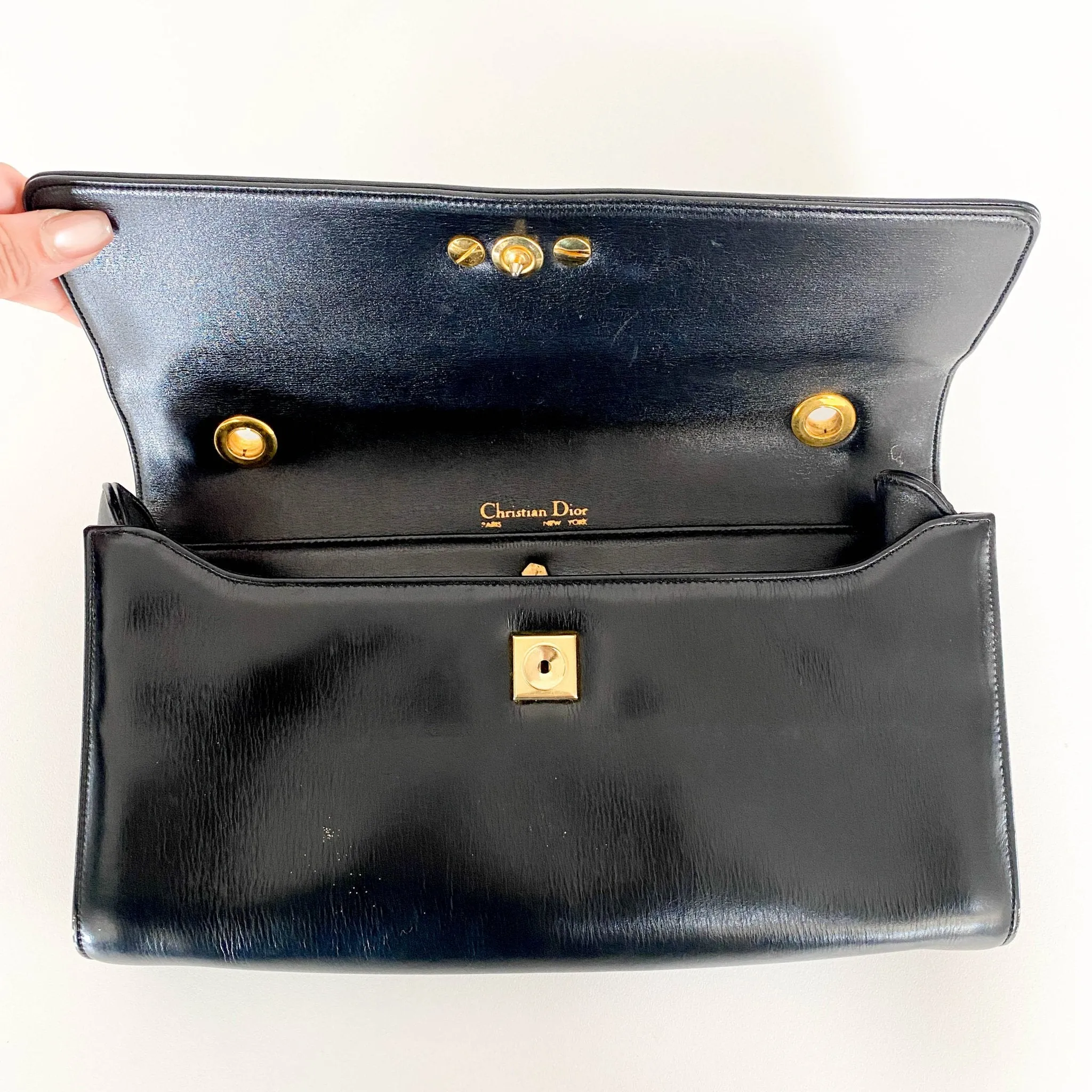 Black Leather Vintage Hand Bag