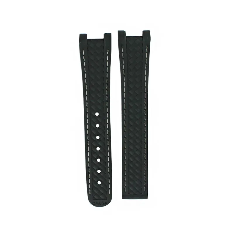 Black Rubber Strap With White Stiching, 19X16mm