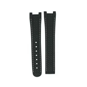 Black Rubber Strap With White Stiching, 19X16mm
