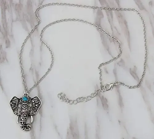 Bohemian Turquoise Elephant Pendant Necklace Women's Fashion Engagement Wedding Casual Necklace Jewelry
