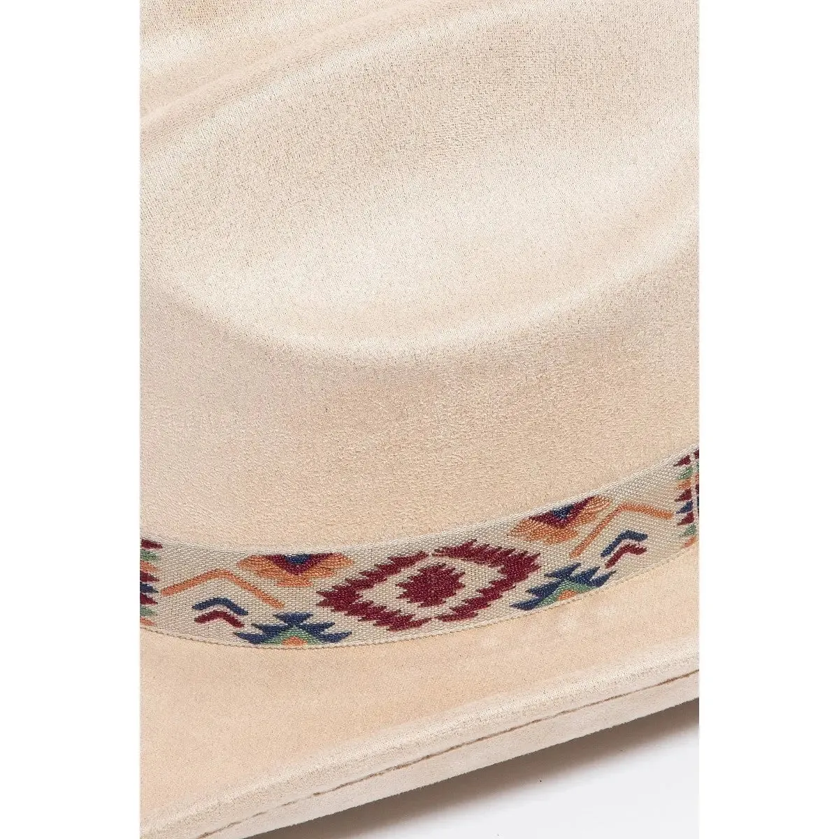 Boho Embroidered Strap Faux Suede Cowboy Hat