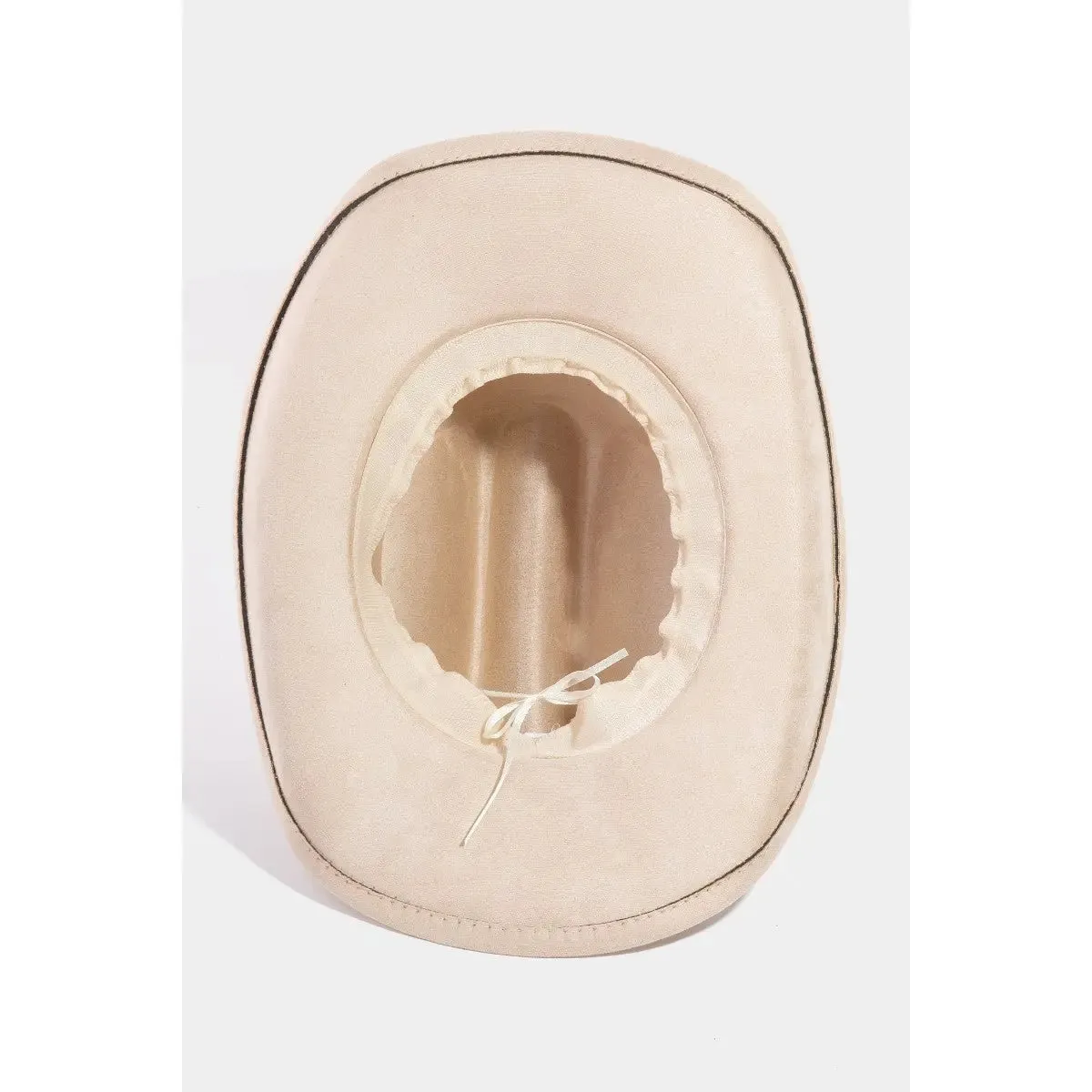 Boho Embroidered Strap Faux Suede Cowboy Hat