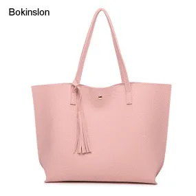 Bokinslon Tassel Leather Handbag