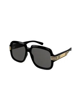 Bold Stripe Sunglasses, Black/Grey