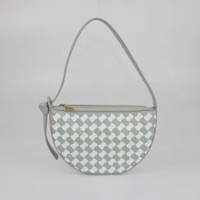 Bottega Veneta Gray/Cream Intrecciato Mini Sunrise Shoulder Bag