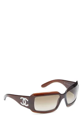 BROWN ACETATE 'CC' SUNGLASSES