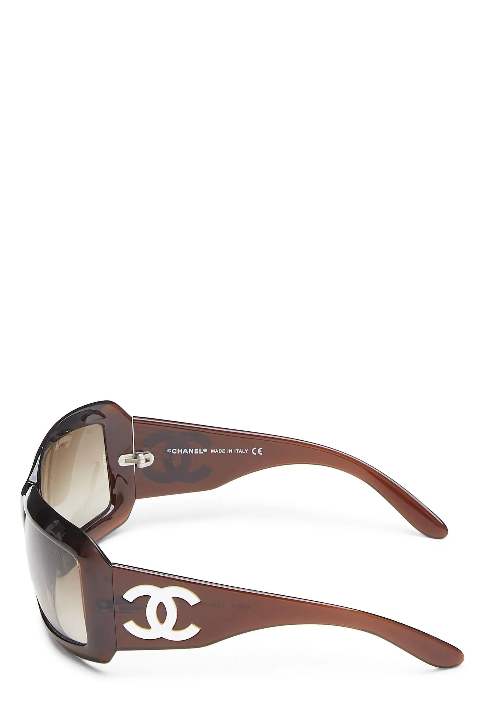 BROWN ACETATE 'CC' SUNGLASSES