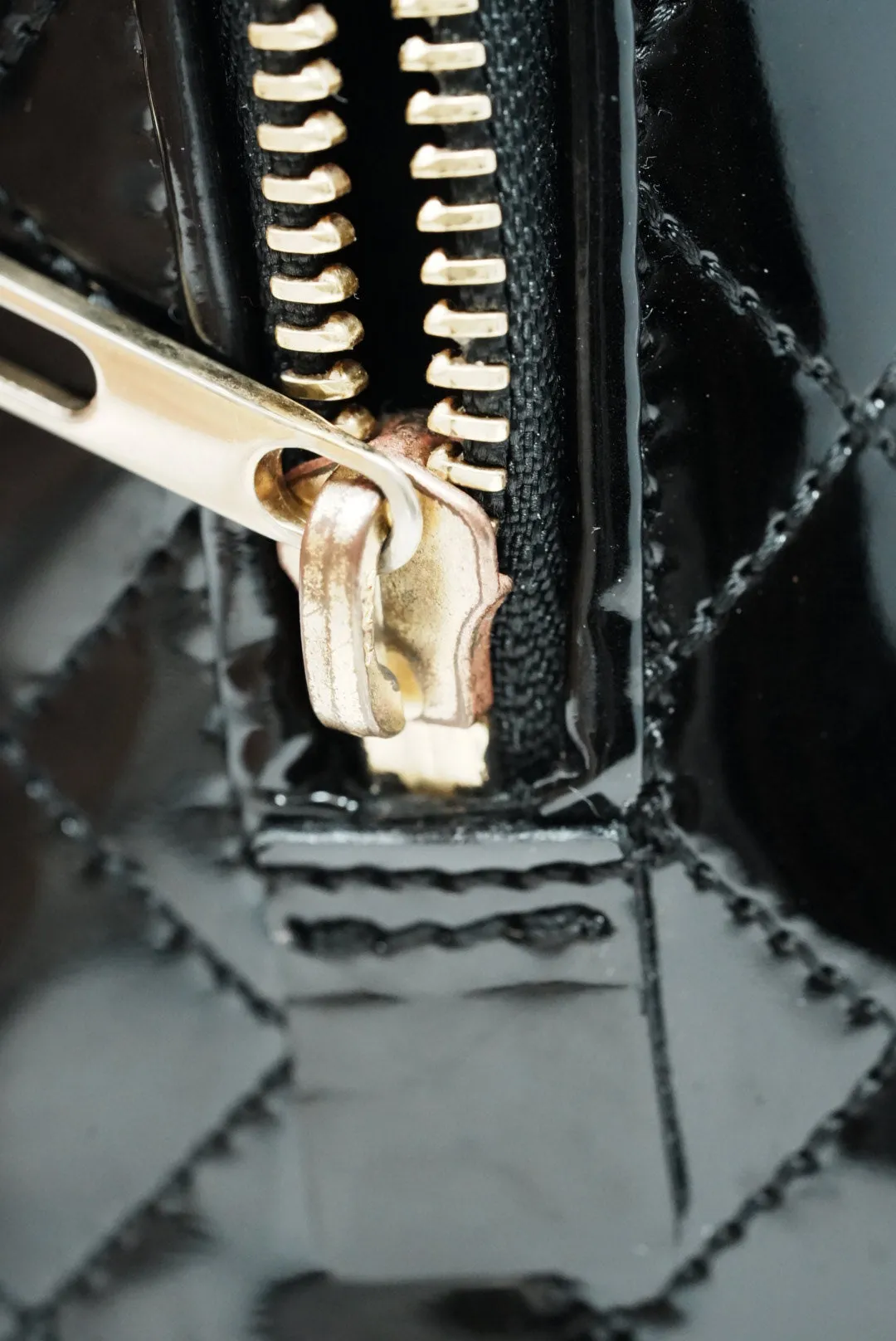 Burberry Patent Quilted Top Handle Bag