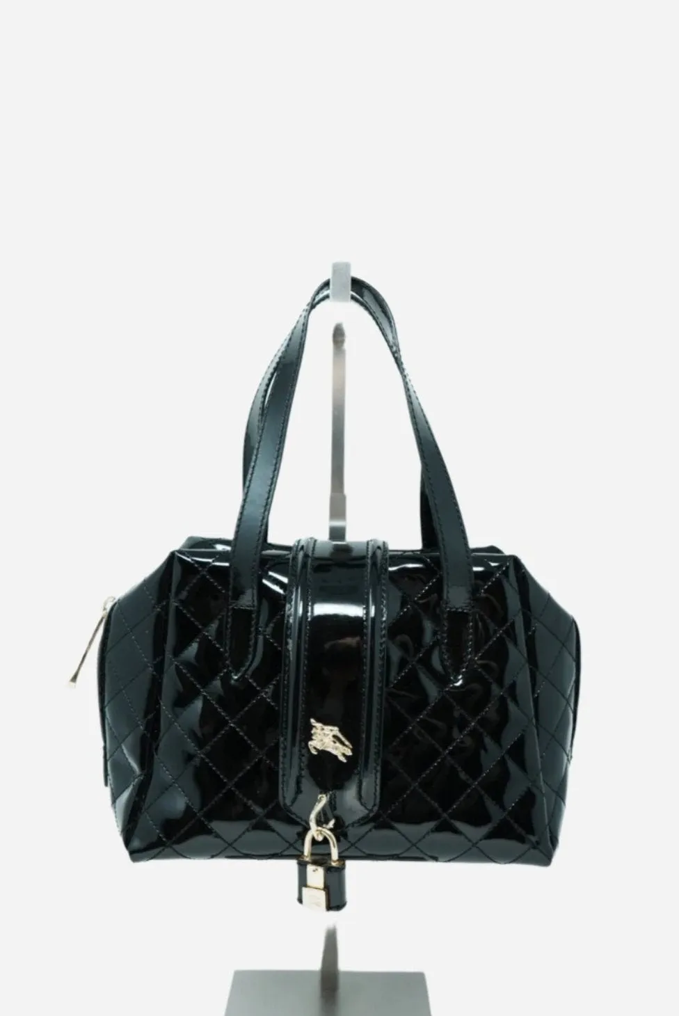 Burberry Patent Quilted Top Handle Bag