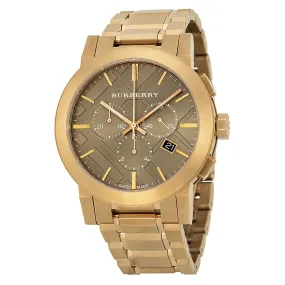 Burberry Taupe Chronograph Dial Rose Gold Plated Steel Men's Watch BU9353