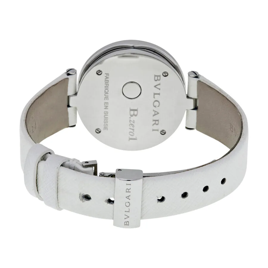 Bvlgari B.zero1 White Flower Motif Dial White Leather Strap Ladies Watch 101900