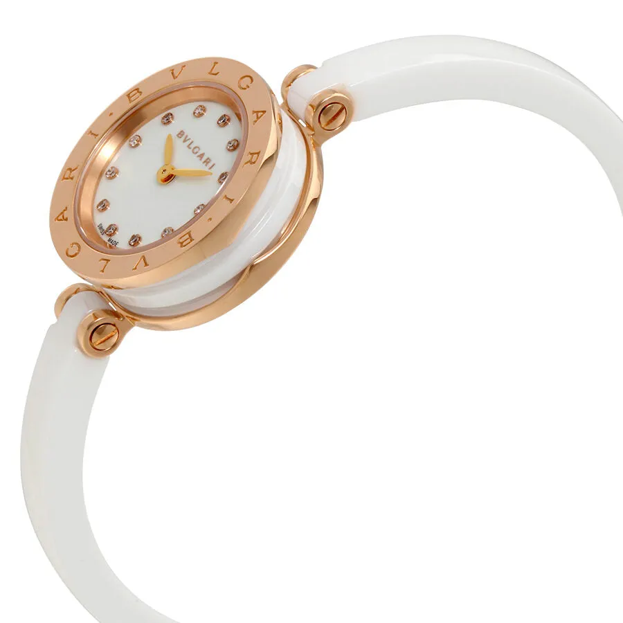 Bvlgari B.zero1 White Lacquered Dial White Ceramic Bangle Bracelet Ladies Watch 102088