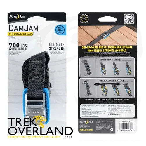 CamJam® Tie Down Strap 6ft - Blue/Black - Nite Ize - CJWR6-09-R6