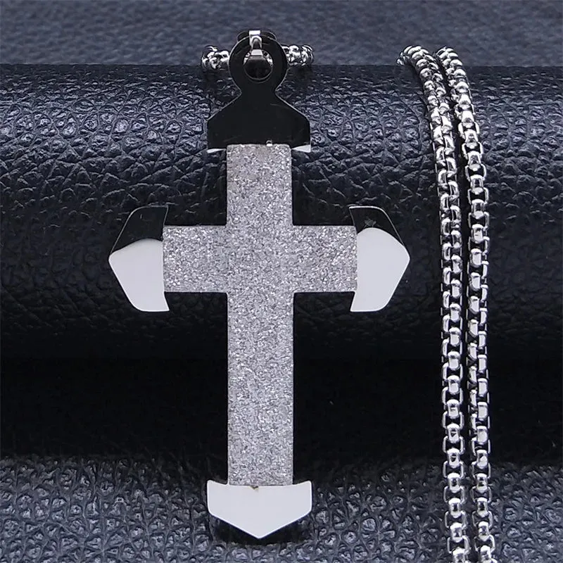 Catholicism Cross Stainless Steel Necklace Men Gold Color Chain Necklaces