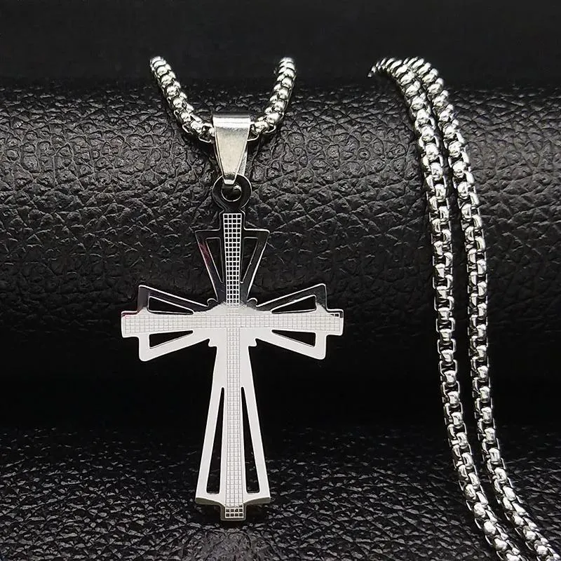 Catholicism Cross Stainless Steel Necklace Men Gold Color Chain Necklaces