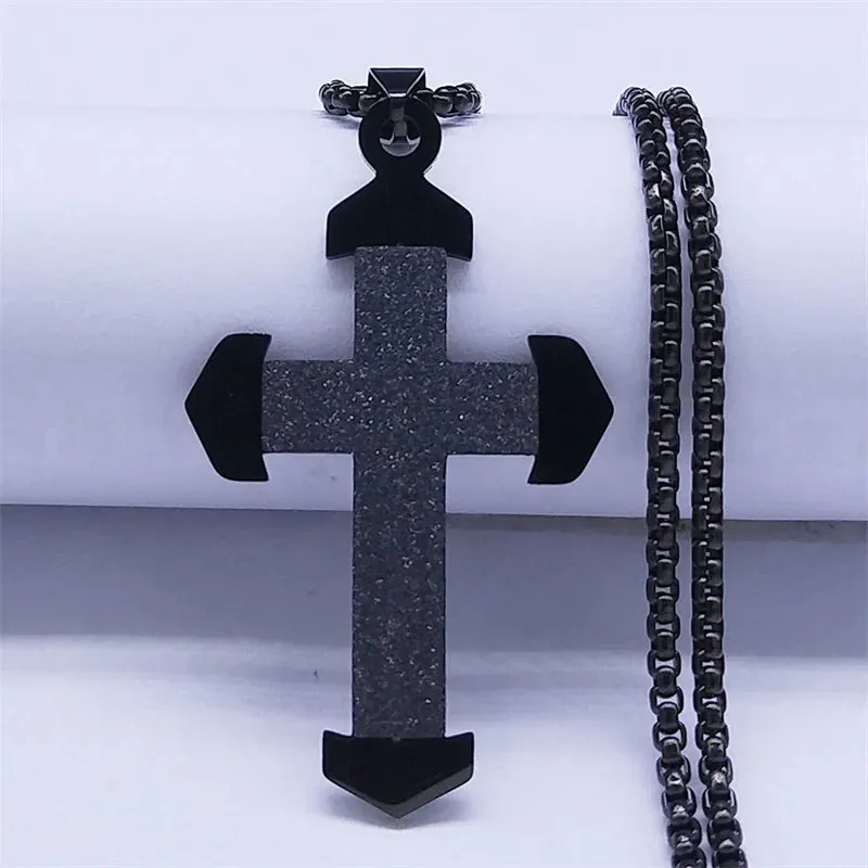 Catholicism Cross Stainless Steel Necklace Men Gold Color Chain Necklaces