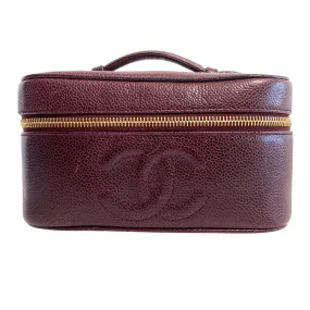 CC Logo Vanity Case Aubergine Leather
