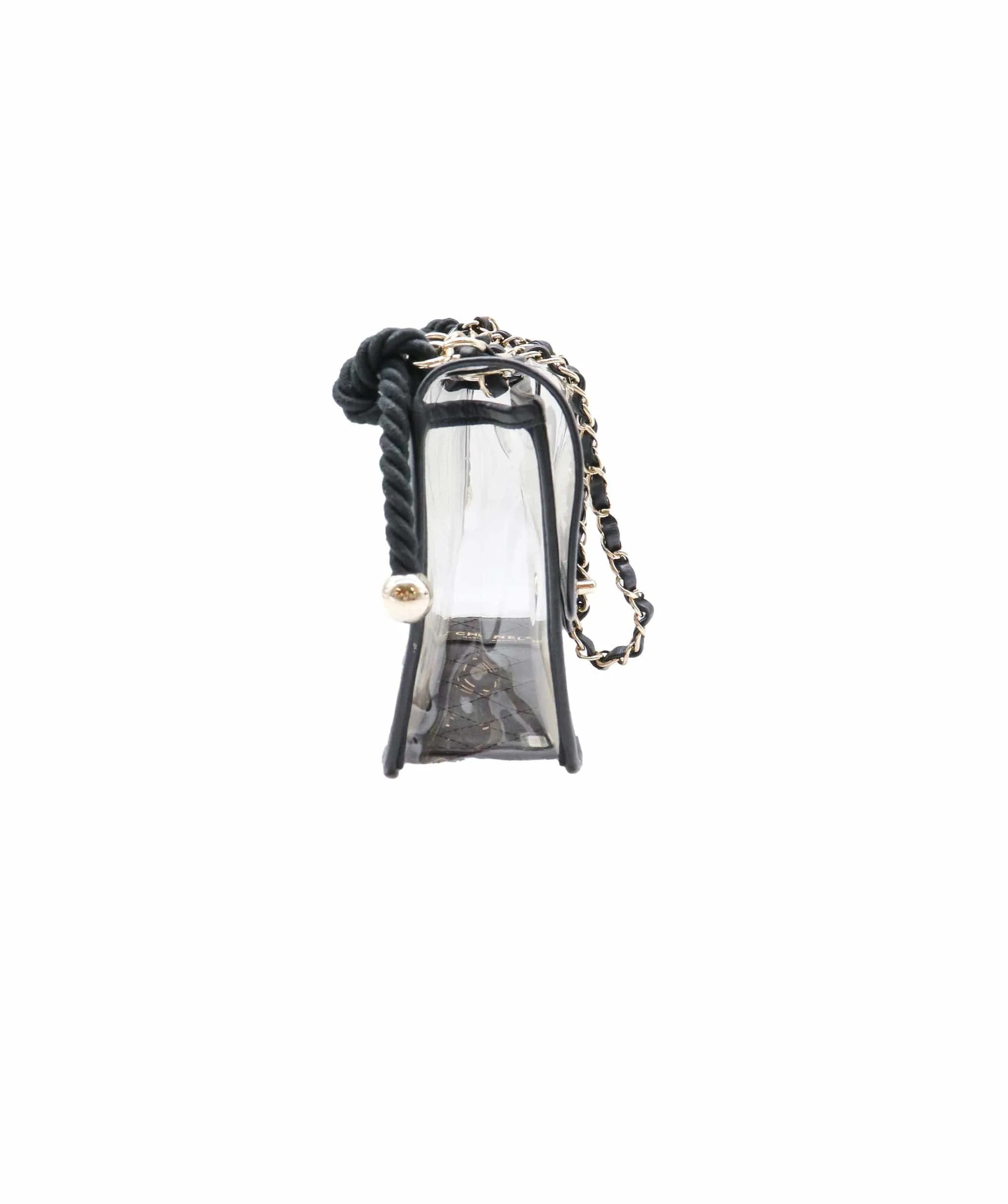 CHANEL pearl chain shoulder clear flap bag DXBS0584