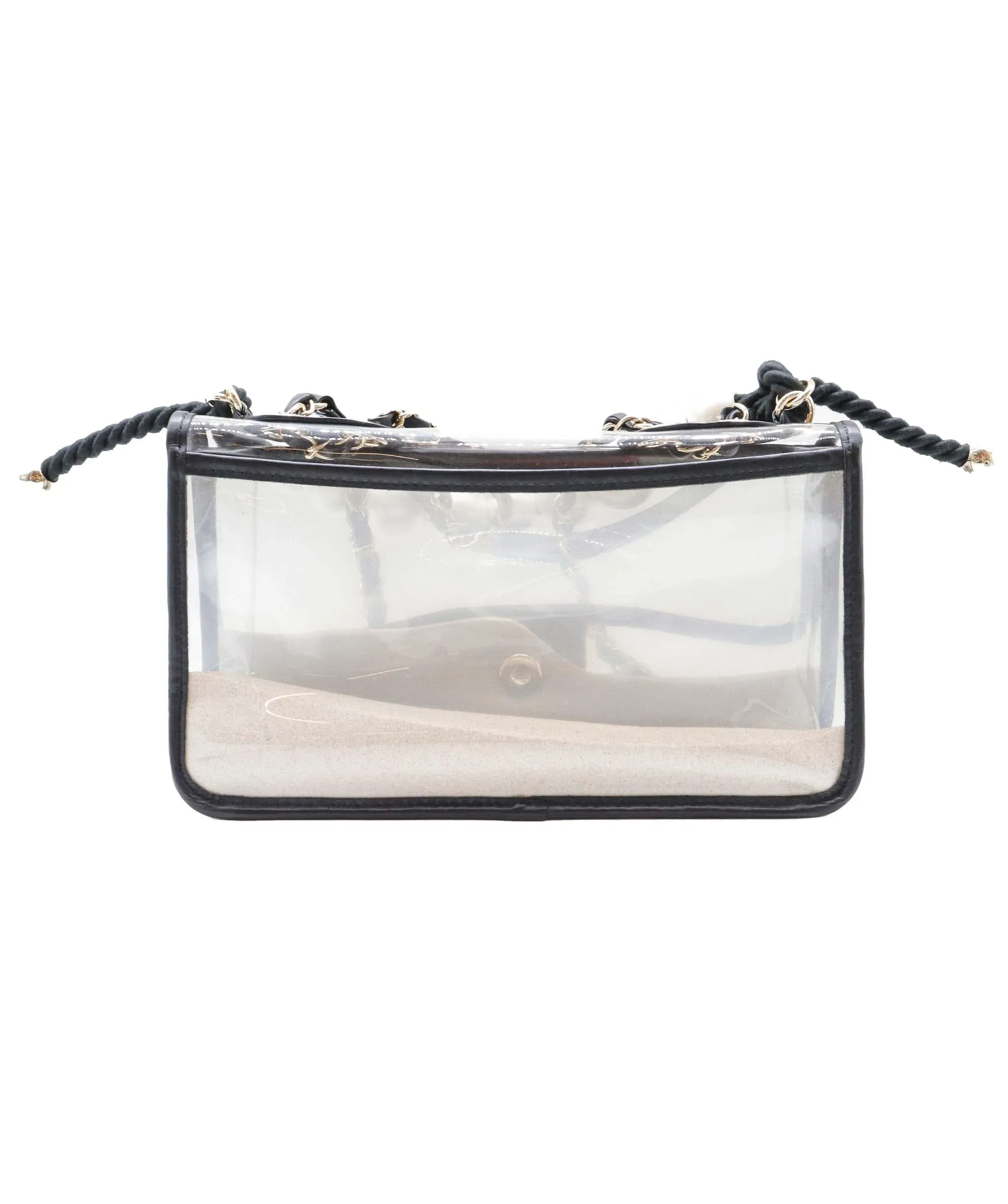 CHANEL pearl chain shoulder clear flap bag DXBS0584