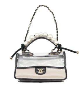 CHANEL pearl chain shoulder clear flap bag DXBS0584