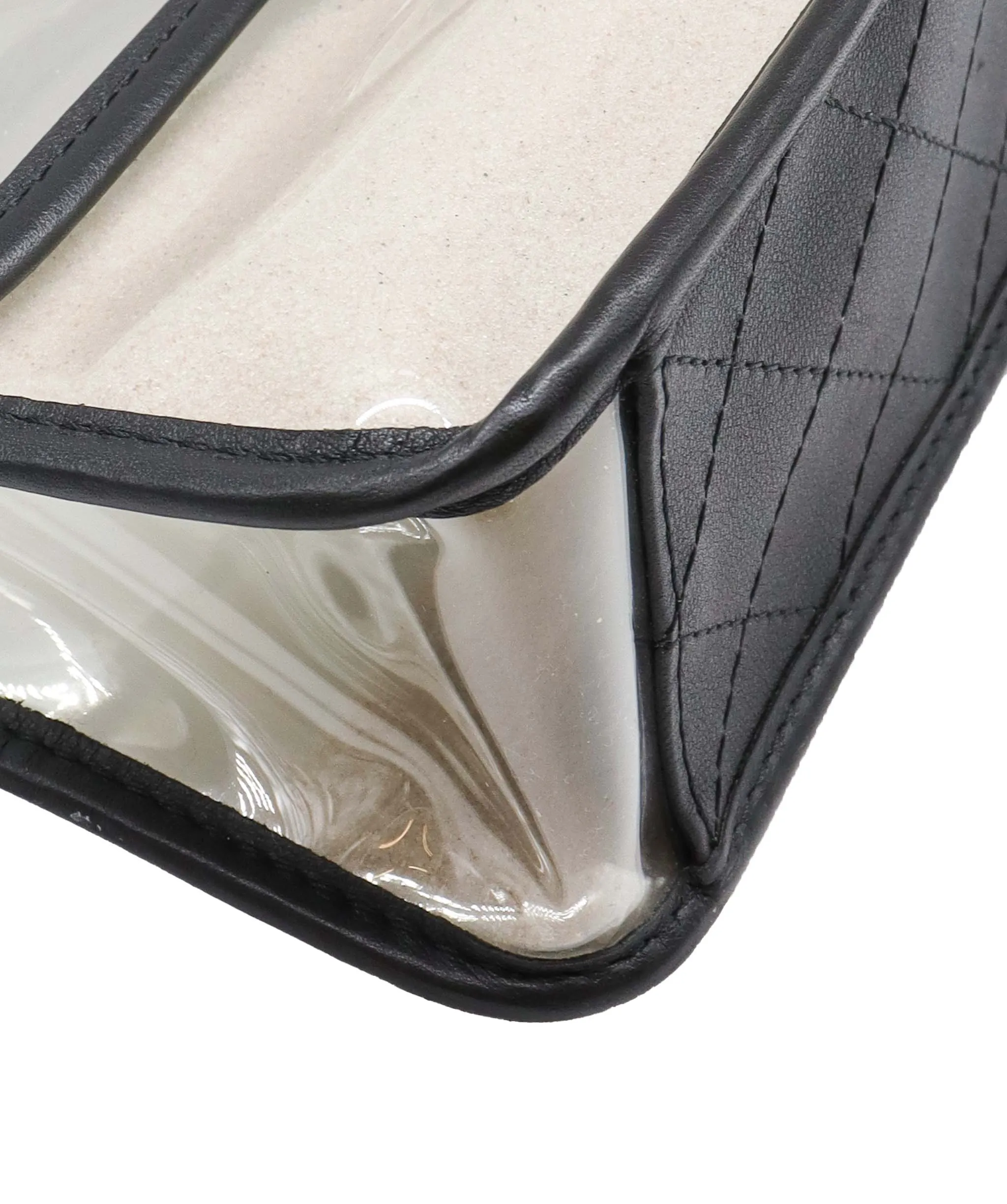 CHANEL pearl chain shoulder clear flap bag DXBS0584