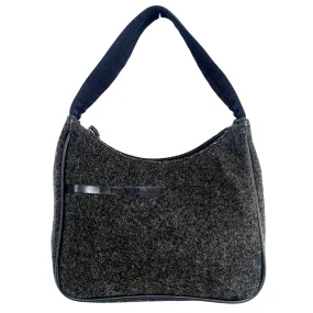 Charcoal Grey Wool Mini Hobo Shoulder Bag 13p36