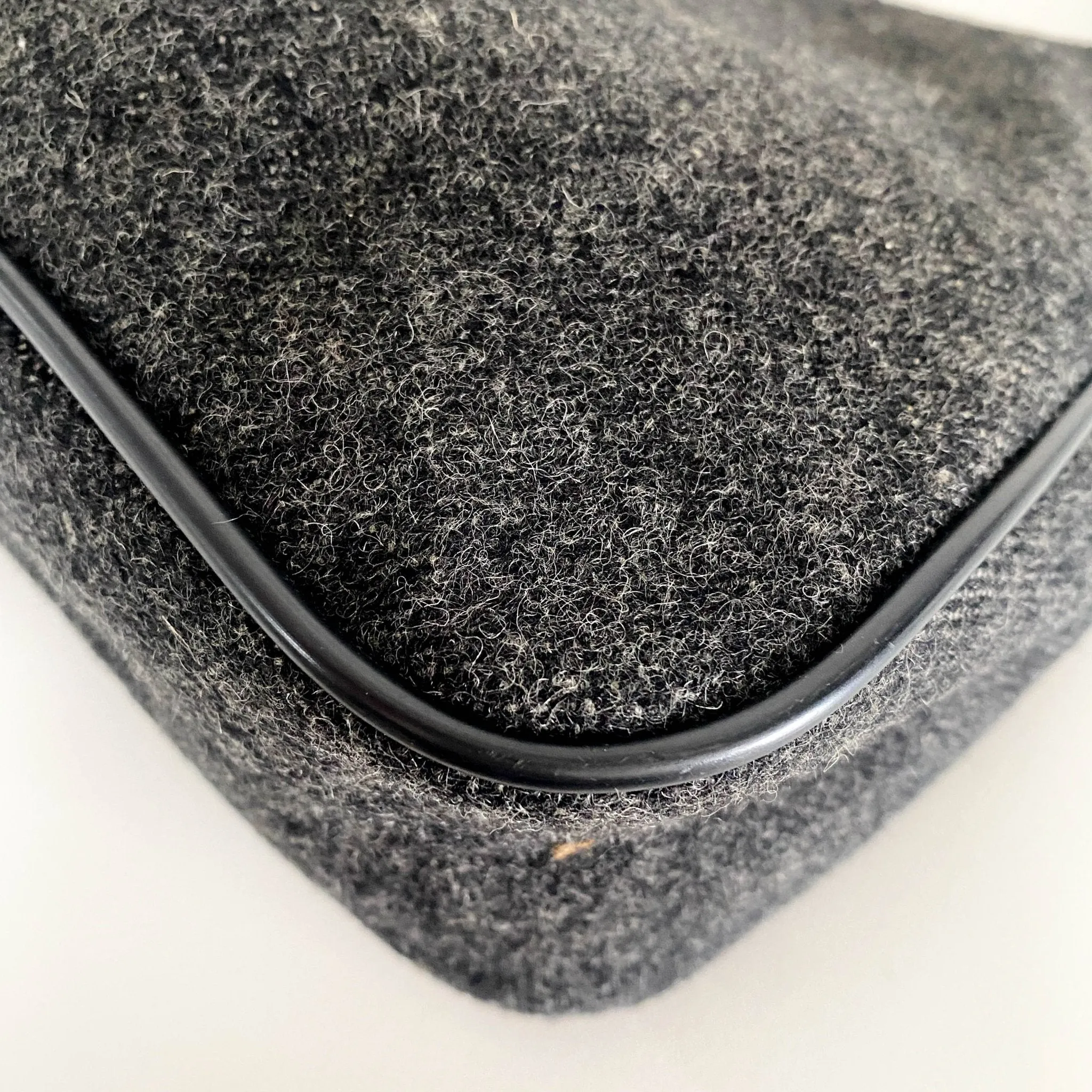 Charcoal Grey Wool Mini Hobo Shoulder Bag 13p36
