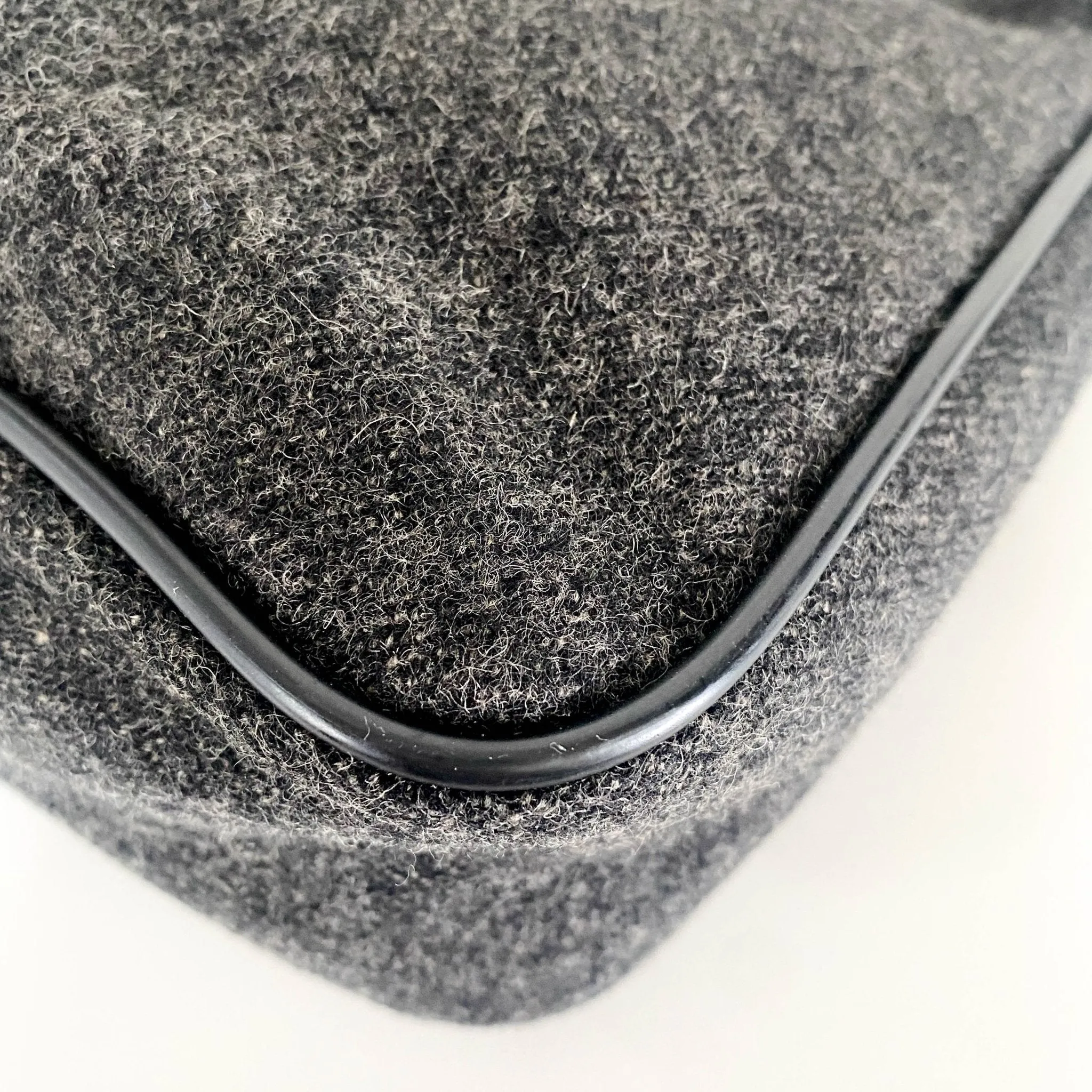 Charcoal Grey Wool Mini Hobo Shoulder Bag 13p36