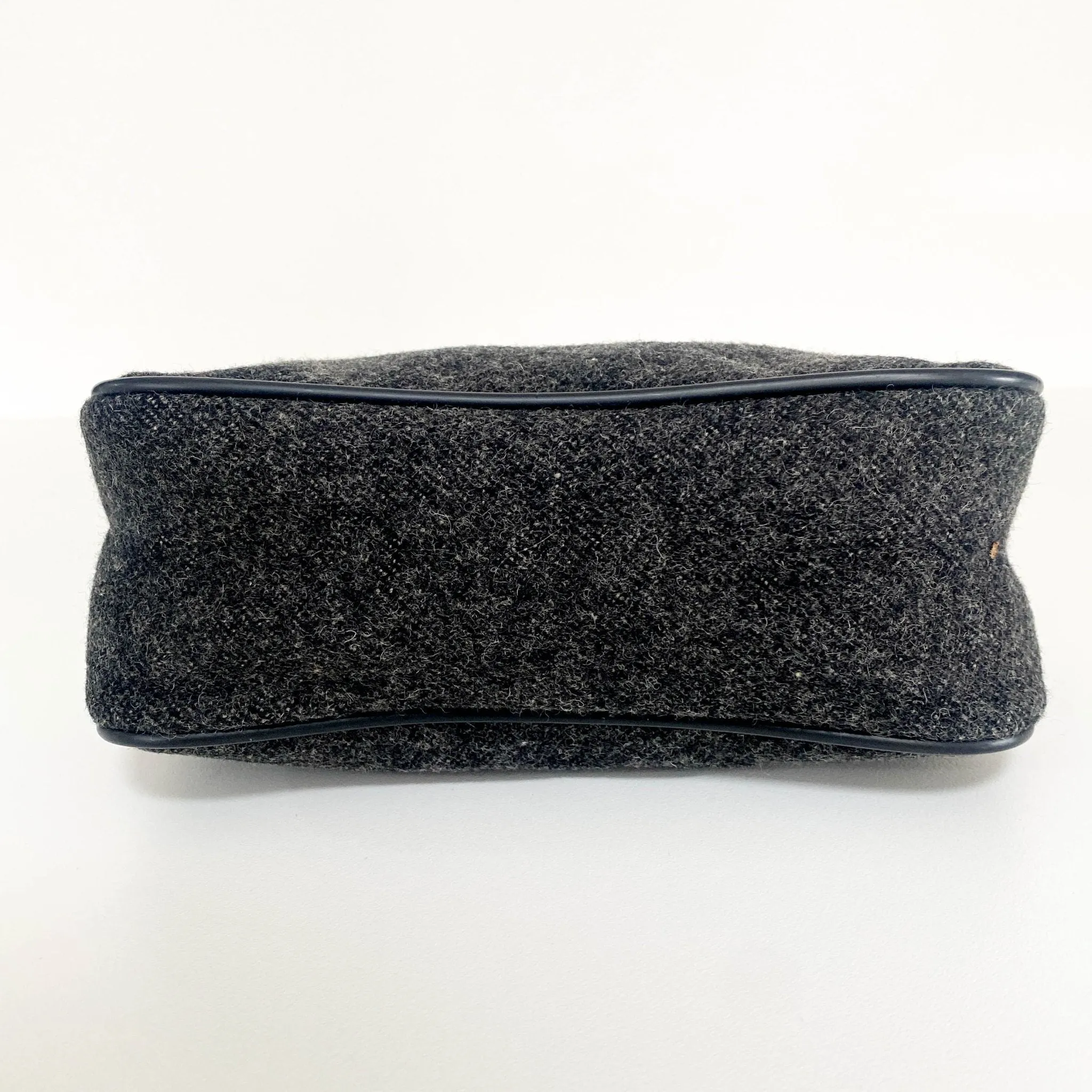 Charcoal Grey Wool Mini Hobo Shoulder Bag 13p36