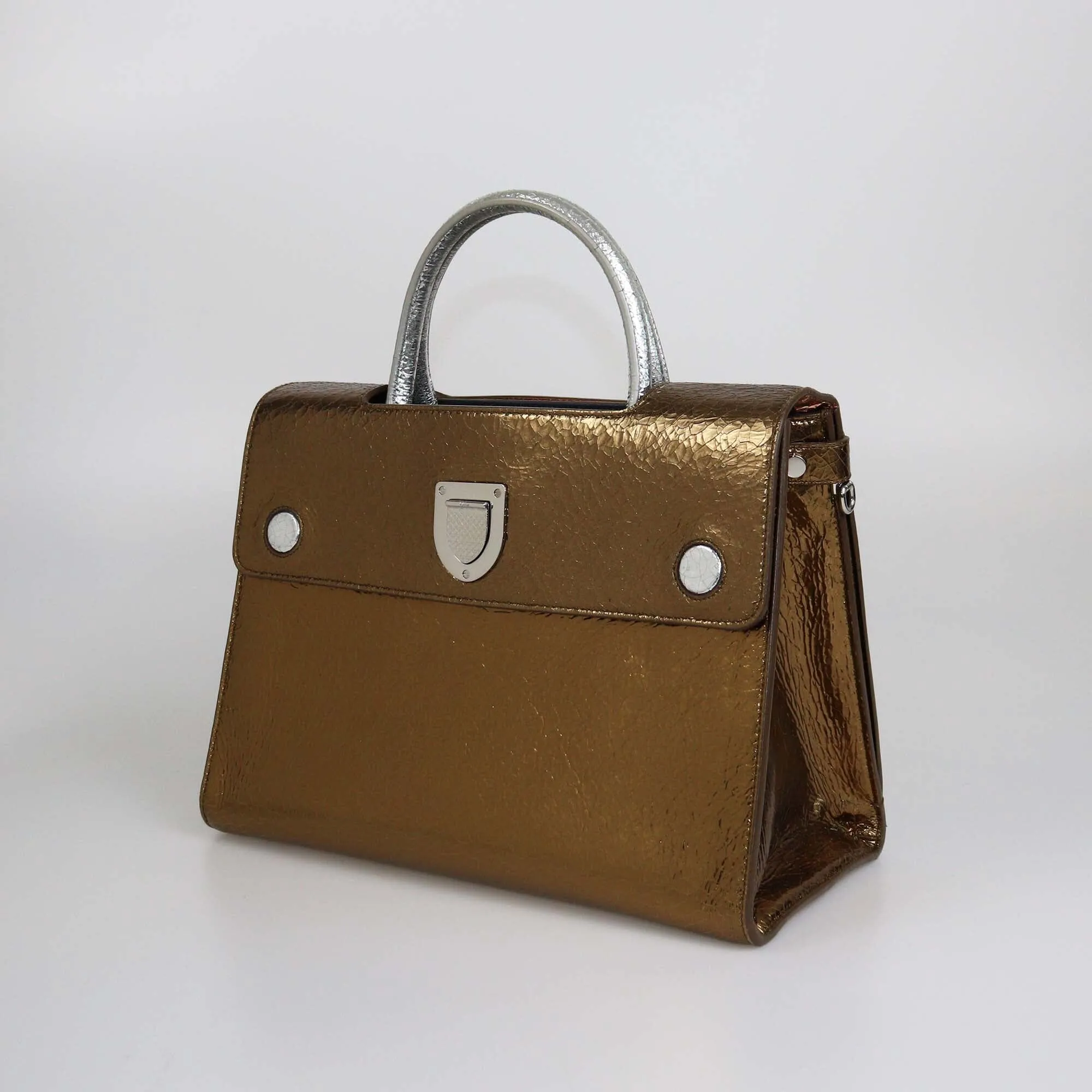Christian Dior Metallic Ceramic Effect Medium Diorever Top Handle Bag