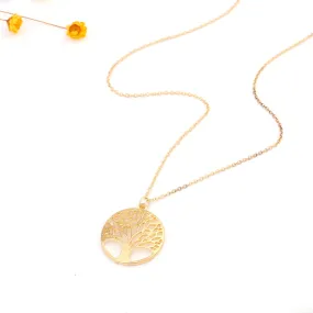 Circular Hollow Out Wishing Tree Pendant Necklace for men and Women