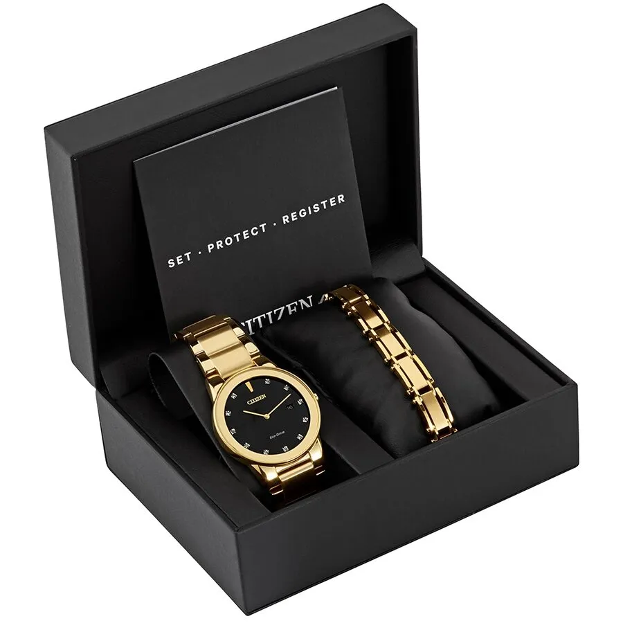 Citizen Axiom Quartz Diamond Black Dial Men's Watch AU1062-64G