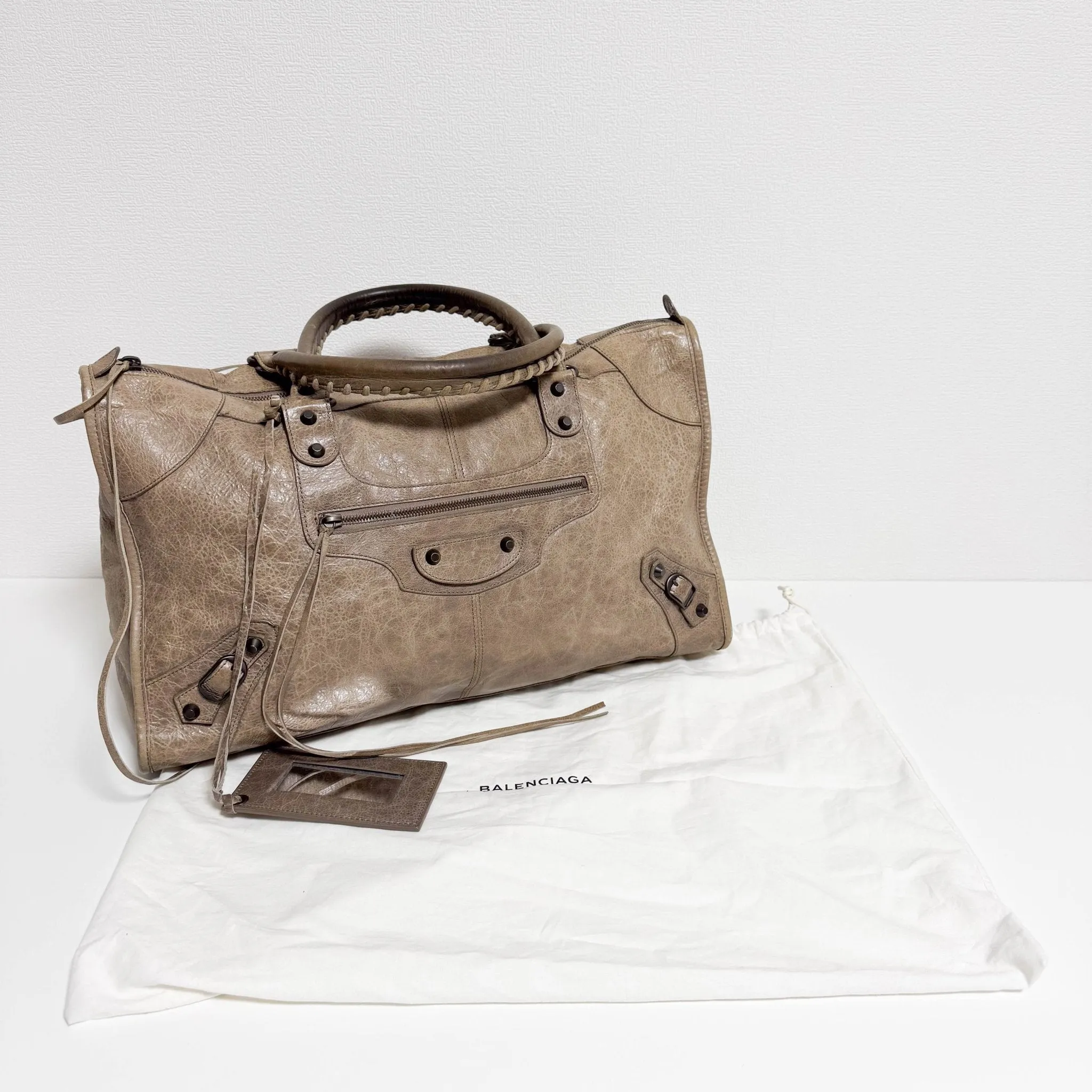 City Brown Leather Moto Classic Work Bag