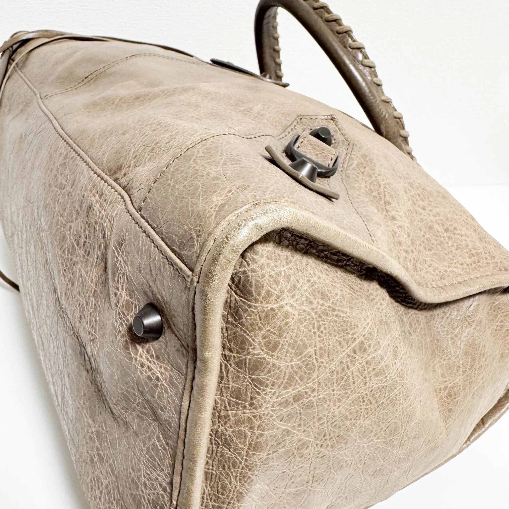 City Brown Leather Moto Classic Work Bag