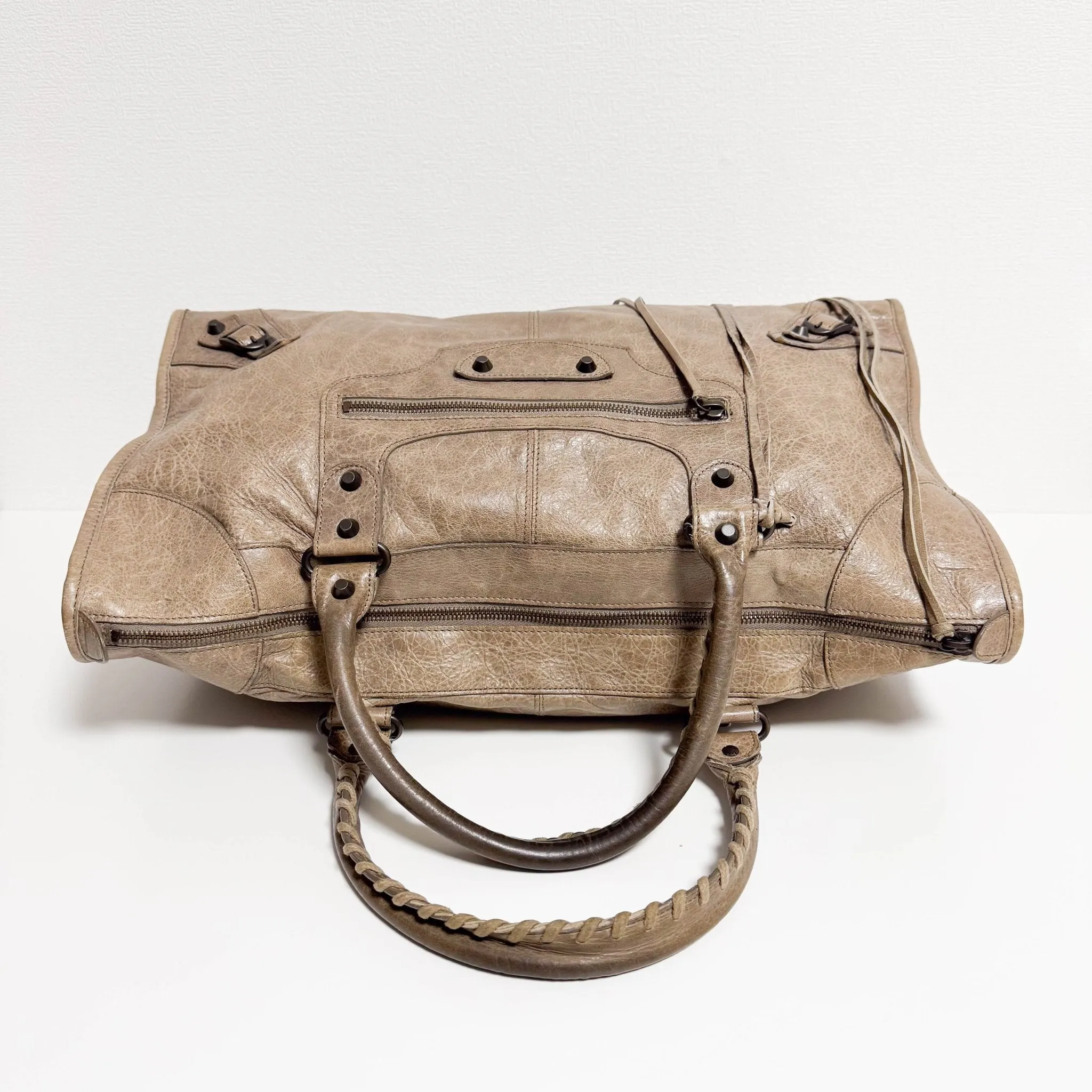 City Brown Leather Moto Classic Work Bag