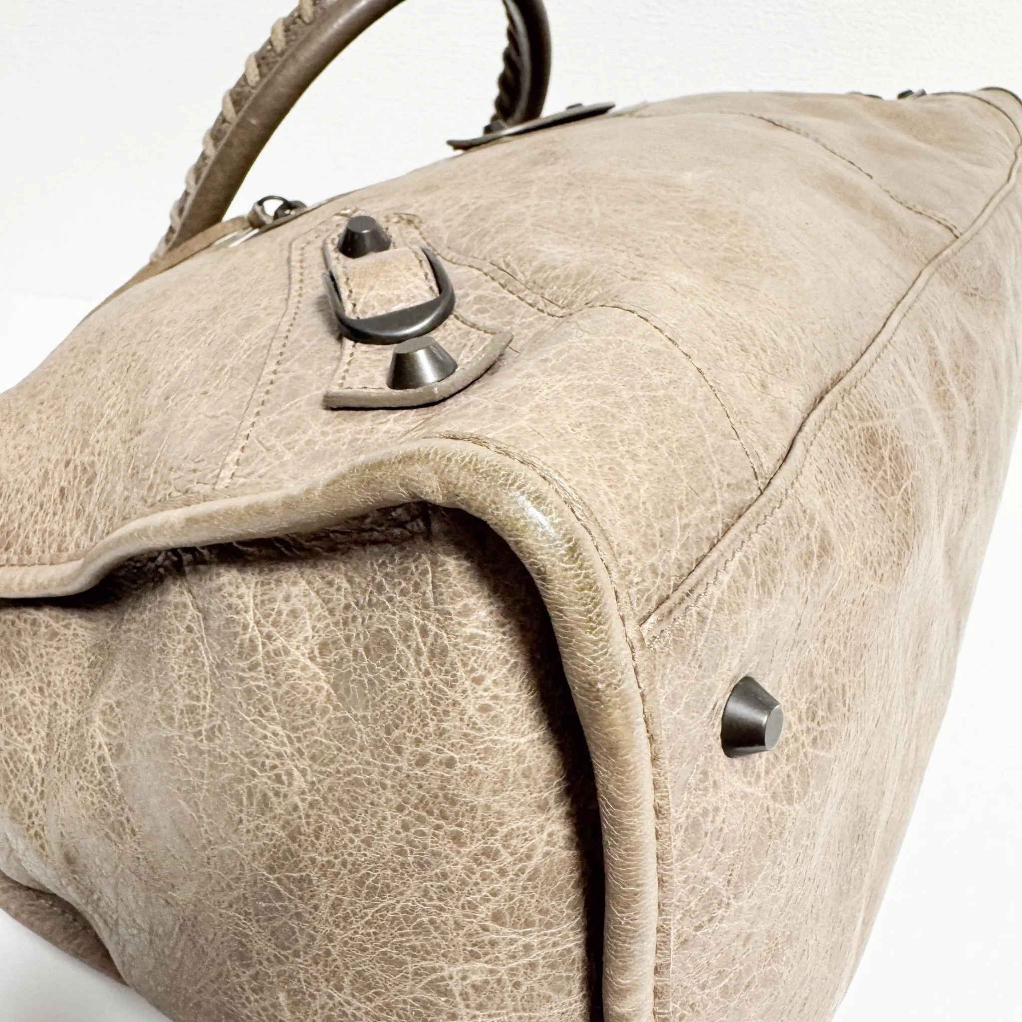 City Brown Leather Moto Classic Work Bag