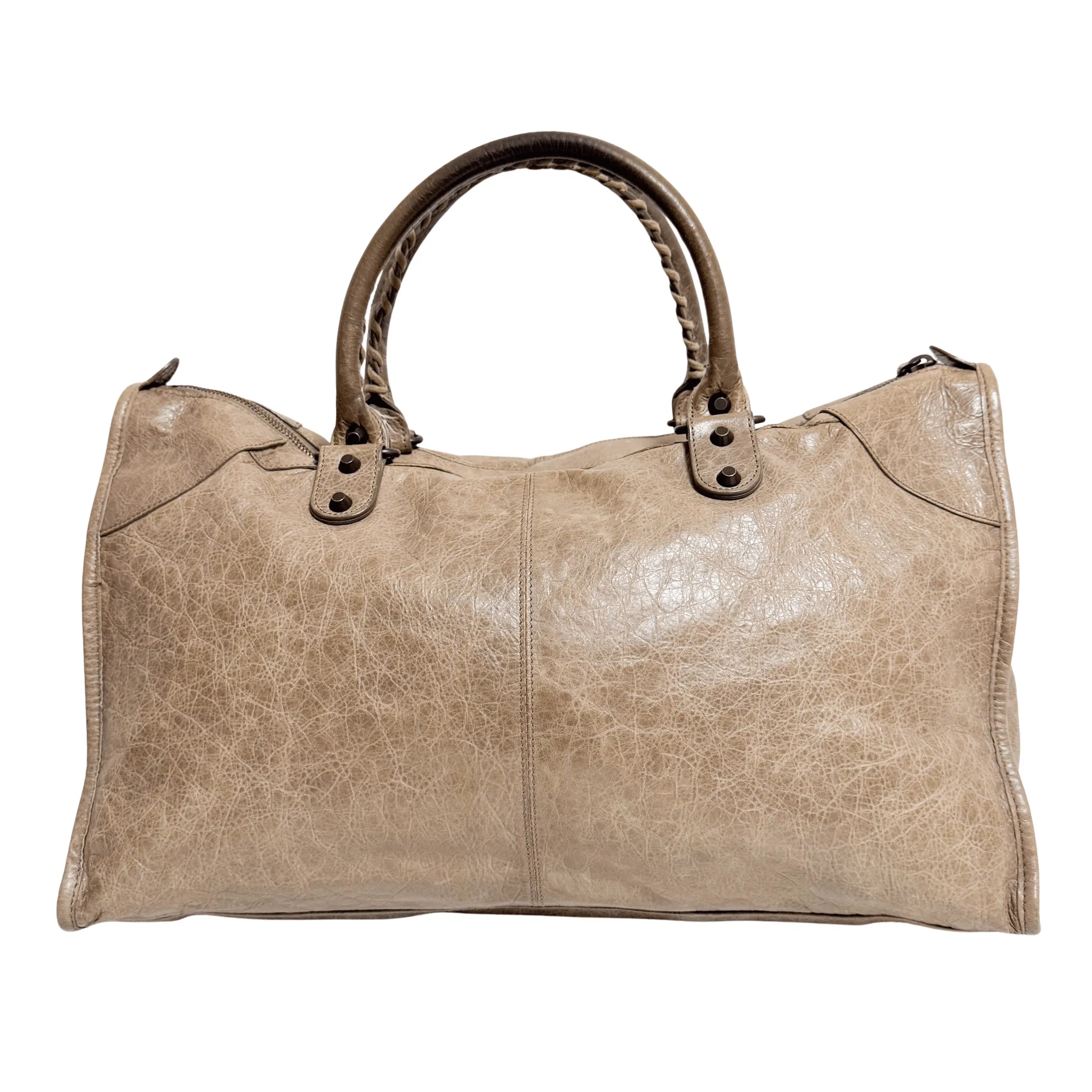 City Brown Leather Moto Classic Work Bag