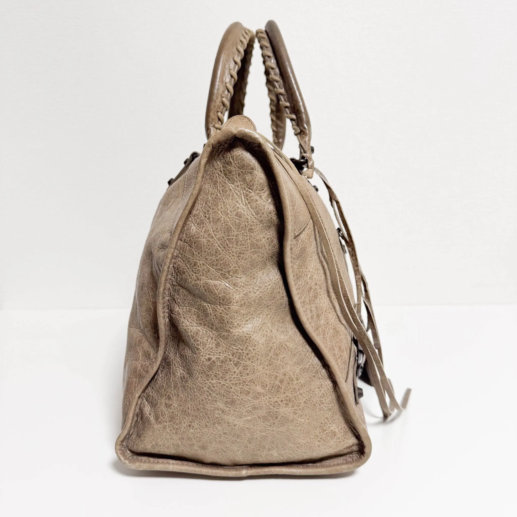 City Brown Leather Moto Classic Work Bag