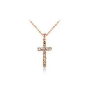 Classic design White/Rose gold plating zircon cross necklace for women fashion jewelry