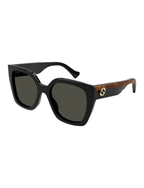 Classic Square Frame Sunglasses, Black/Havana