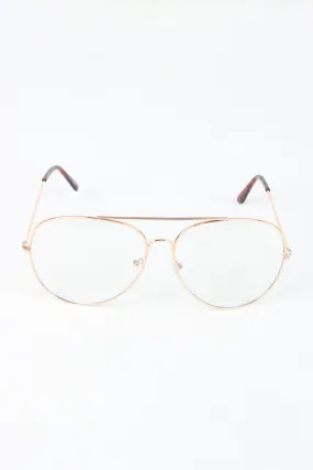 Clear Lens Wire Aviator Glasses