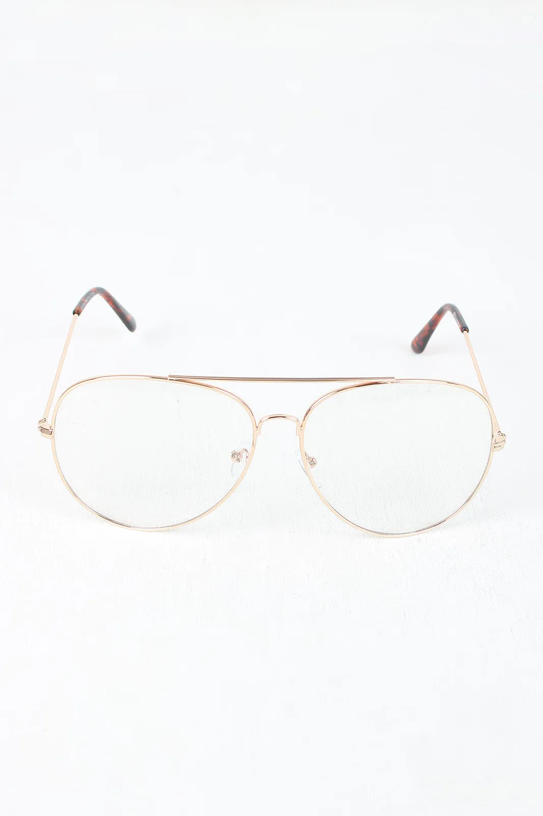 Clear Lens Wire Aviator Glasses
