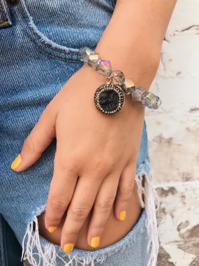 Crystal Bracelet // Druzy Charm