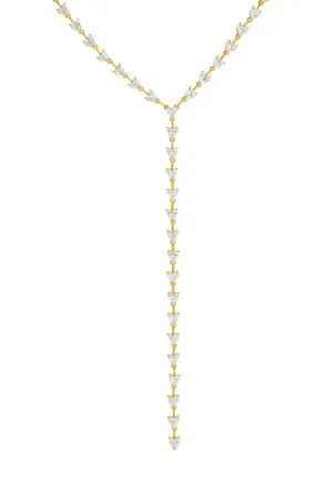 CZ Heart Stone Lariat in Gold